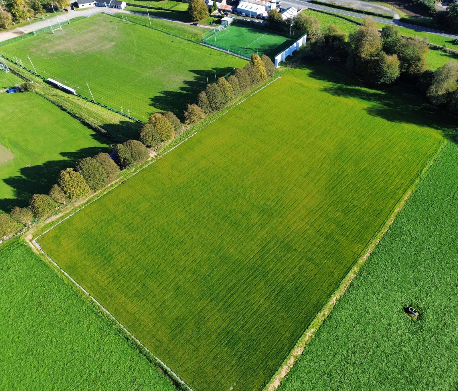 Aerial view of Lismore GAA grounds and playing pitches